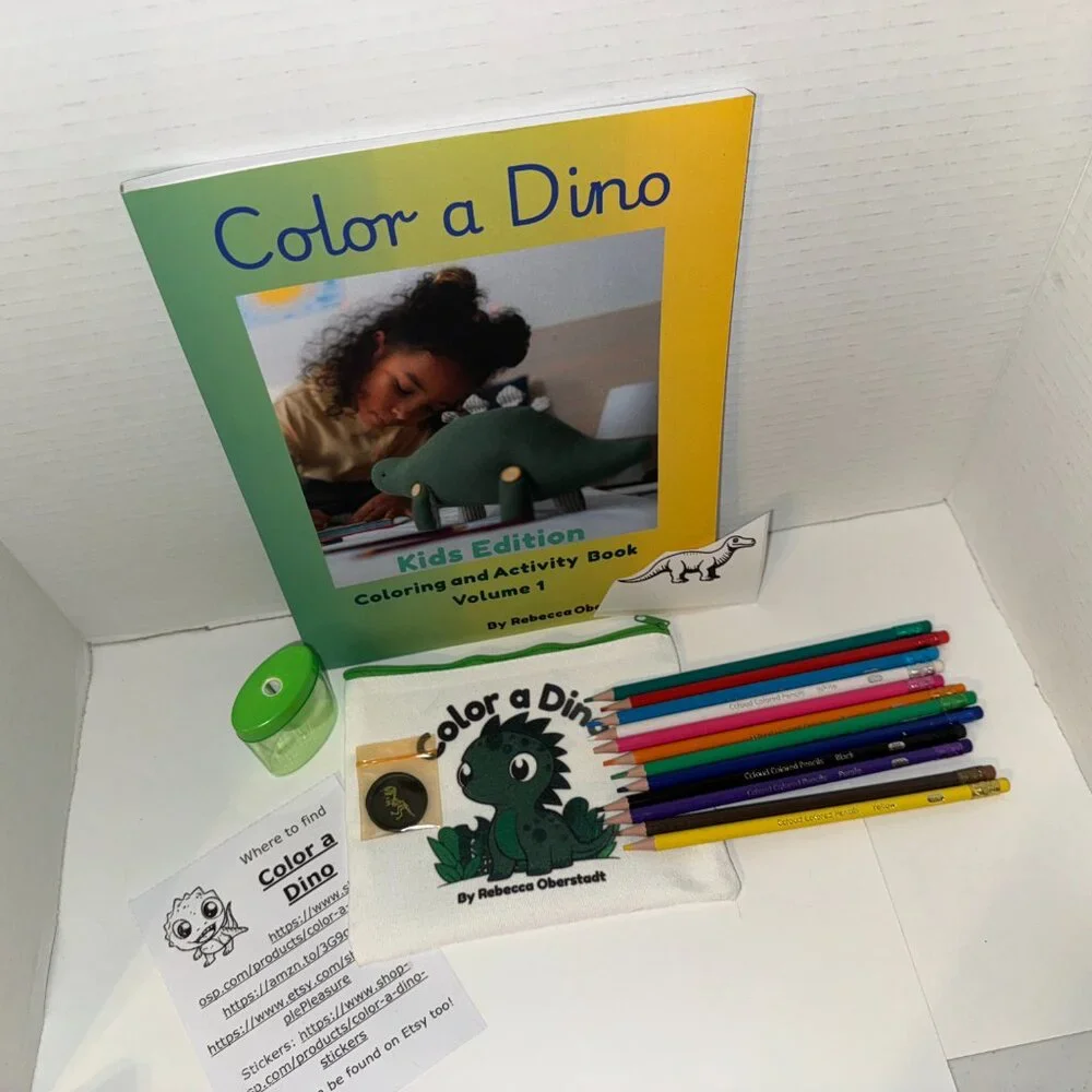 Green Color a Dino Zippered Pencil Pouch